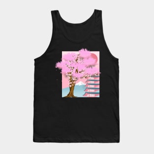 Japan Pink Flower Sakura Japanese Cherry Blossom Tank Top